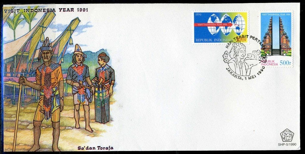INDONÉSIE : ZB 1422/1423 FDC 1990 Visitez l'Indonésie, Envoi, Affranchi, Asie du Sud