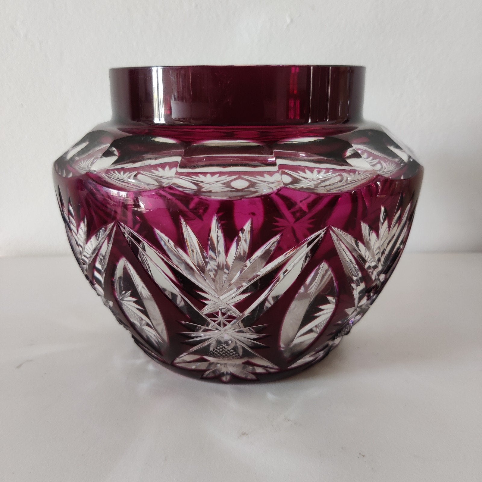 Val Saint Lambert Pique Fleur paars, Antiek en Kunst, Ophalen