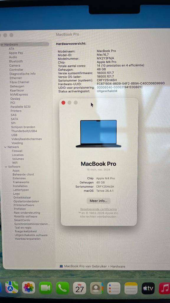 Macbook Pro 16",  M4 Pro, 2024, Computers en Software, Apple Macbooks, Ophalen, 512 GB, Zo goed als nieuw, MacBook