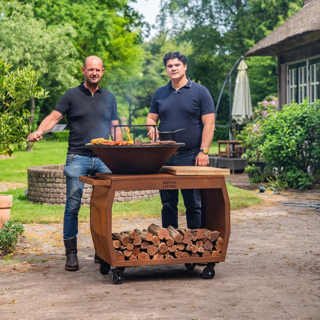 Plancha BBQ Big Jack 3.0 Cortenstaal met 80cm bakplaat Nieuw, Tuin en Terras, Houtskoolbarbecues, Nieuw, Met accessoires, Ophalen of Verzenden