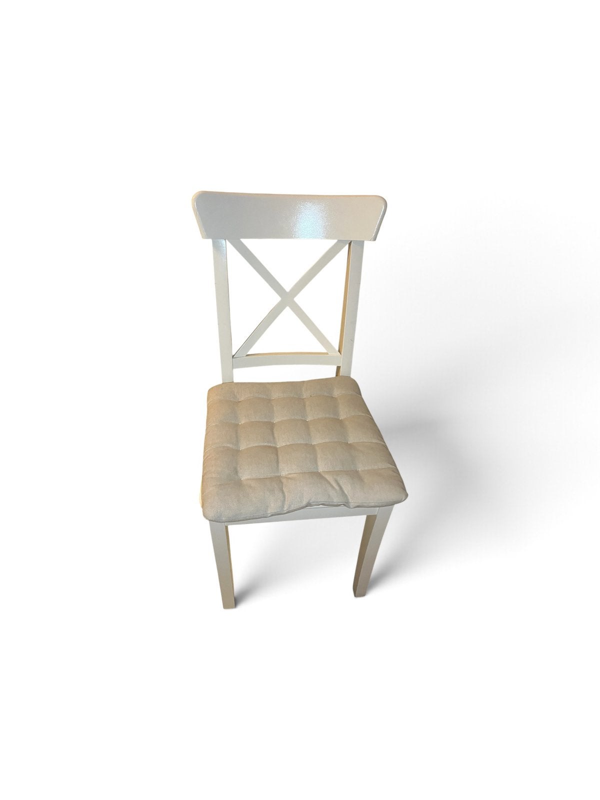 8x IKEA hemnes witte eetkamerstoelen met zitkussens, Enlèvement, Utilisé