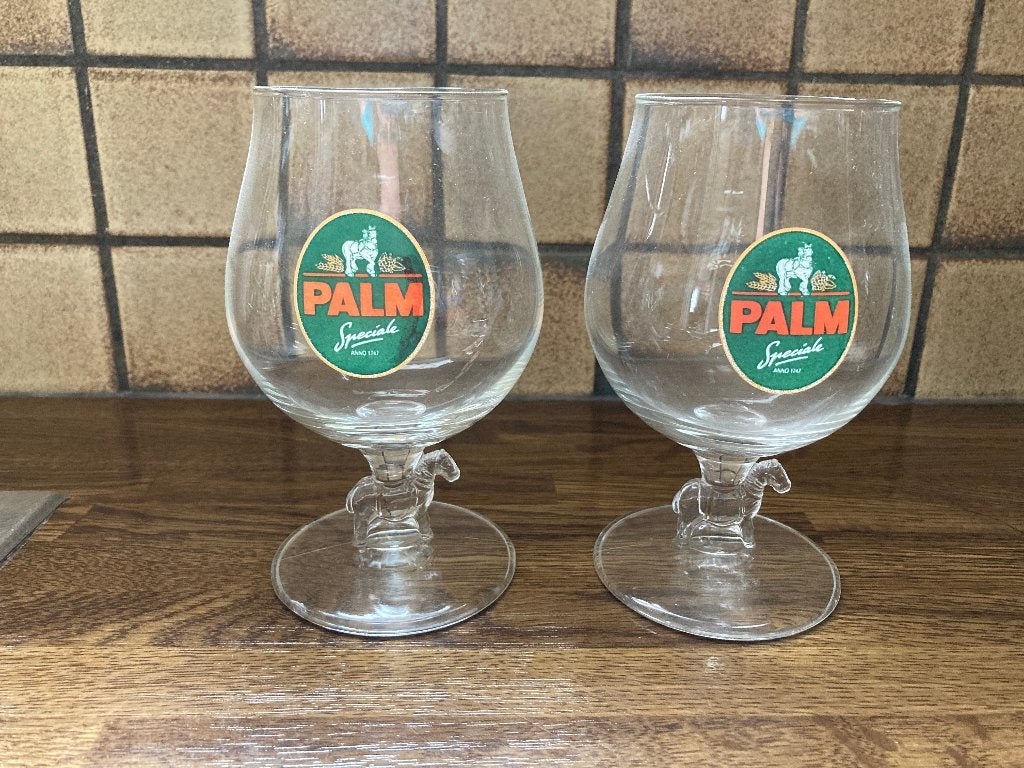 Palm bier glazen ( glas ) paardje in voet # 2, Verzamelen, Ophalen of Verzenden, Bierglas