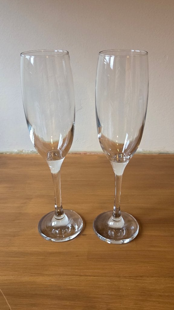 2 champagneglazen In dik glas, Enlèvement ou Envoi, Utilisé, Verre, Verre ou Verres
