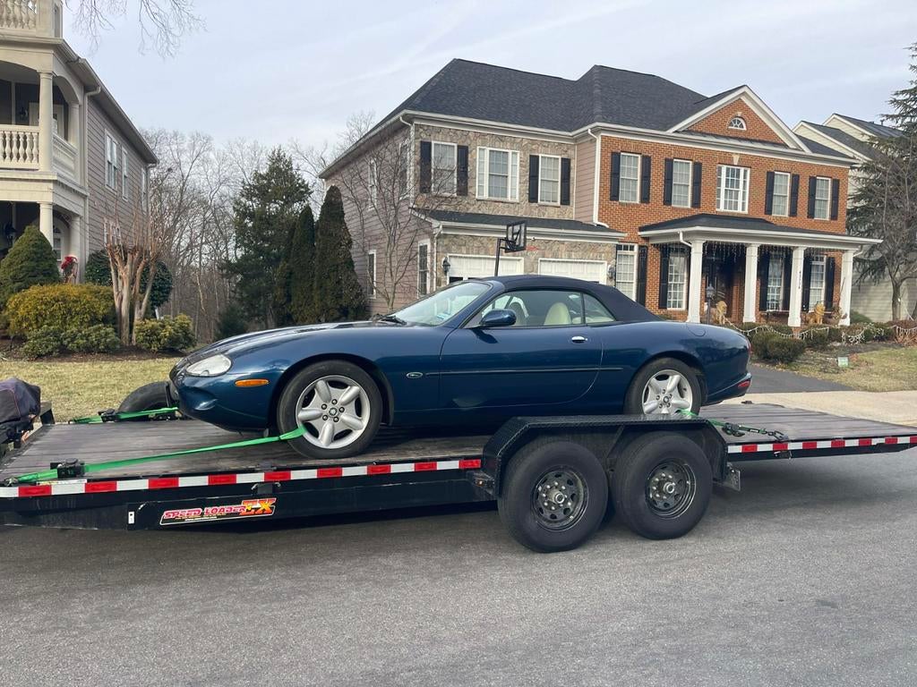 Jaguar XK8 cabrio 1997, Auto's, 4 zetels, Blauw, Leder, Bedrijf