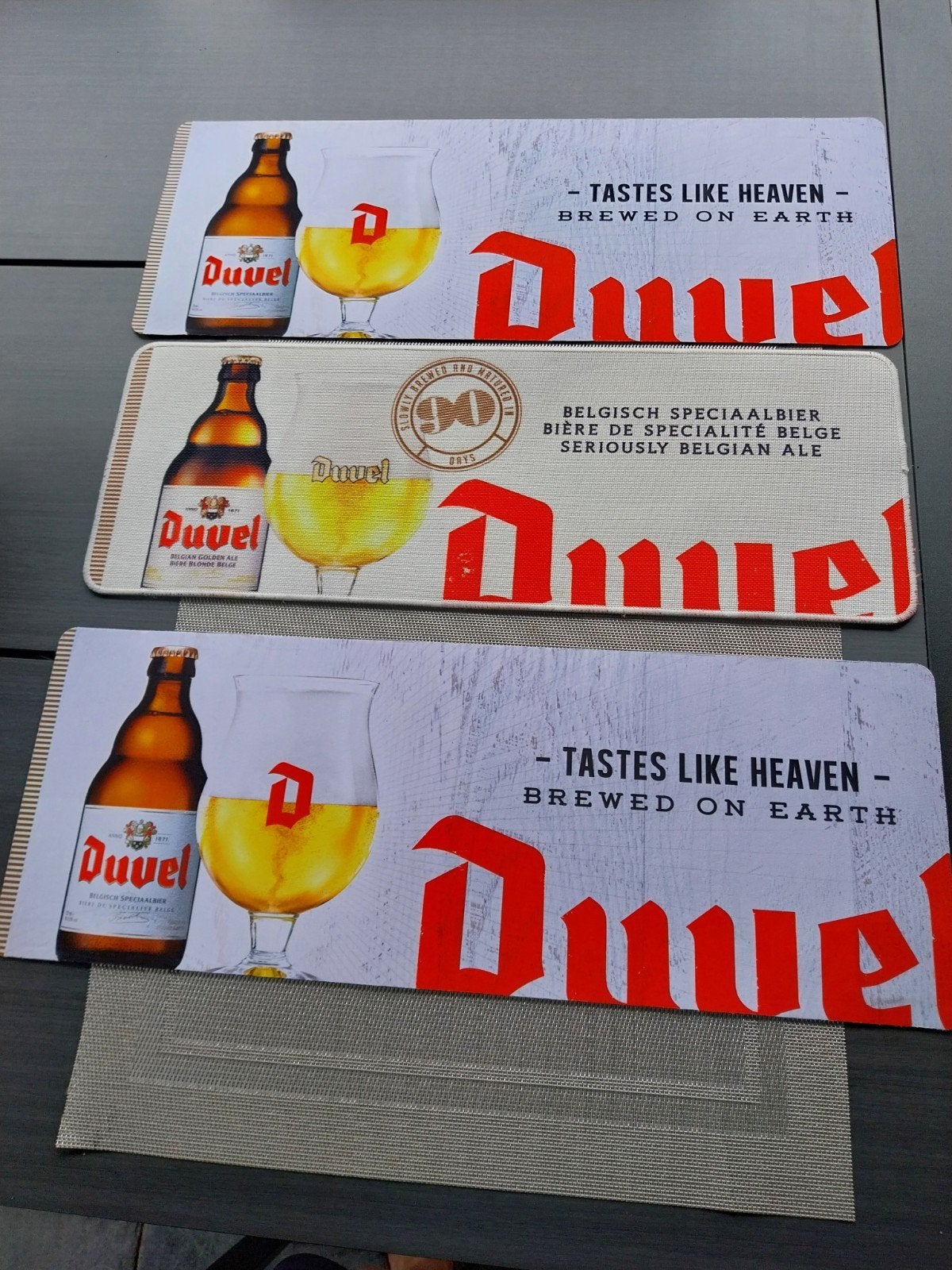 3 nieuwe duvel toogmatjes,1 van stof., Ophalen