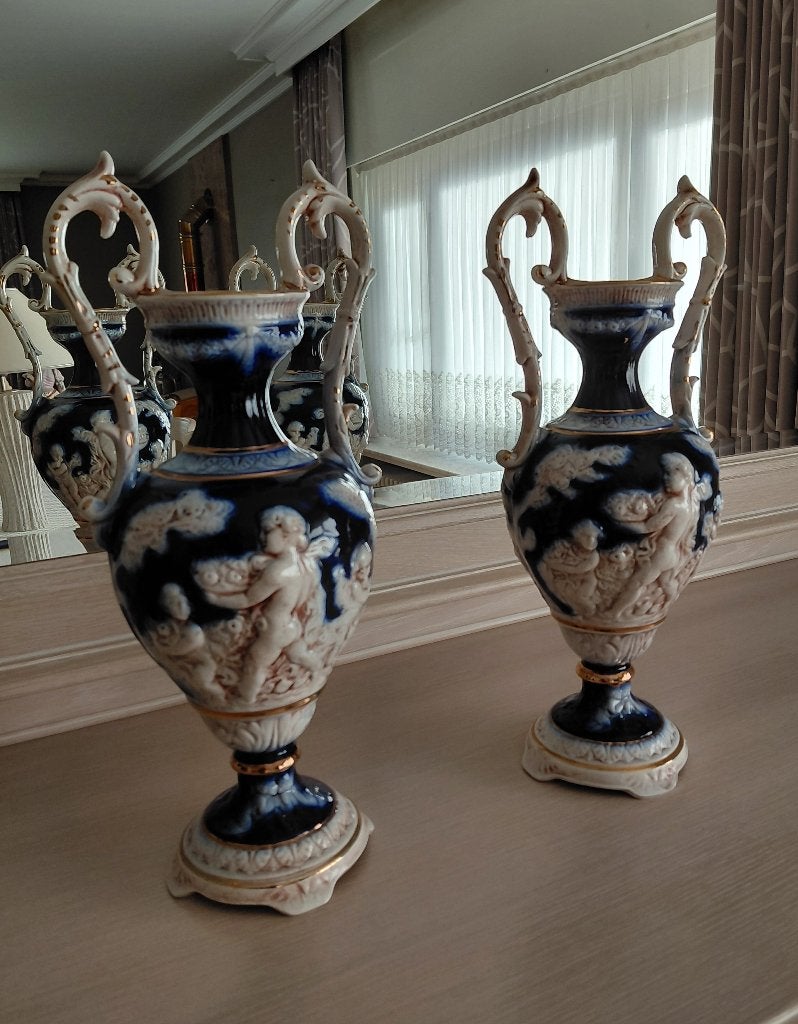 2 vintage kobaltblauwe Italiaanse vazen, Ophalen