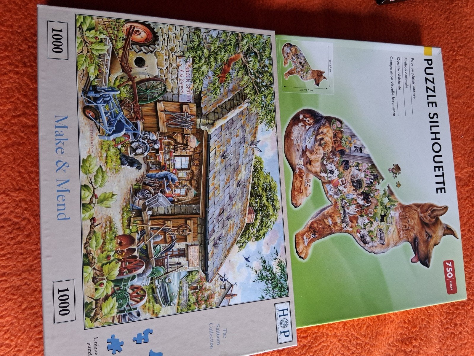 2 puzzels met specialle stukjes, Ophalen