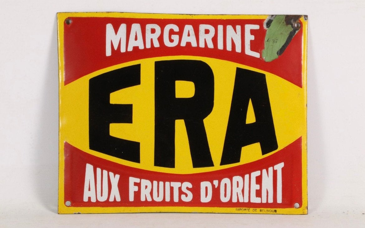 Era margarine emaille bord, Verzamelen, Ophalen, Gebruikt, Reclamebord