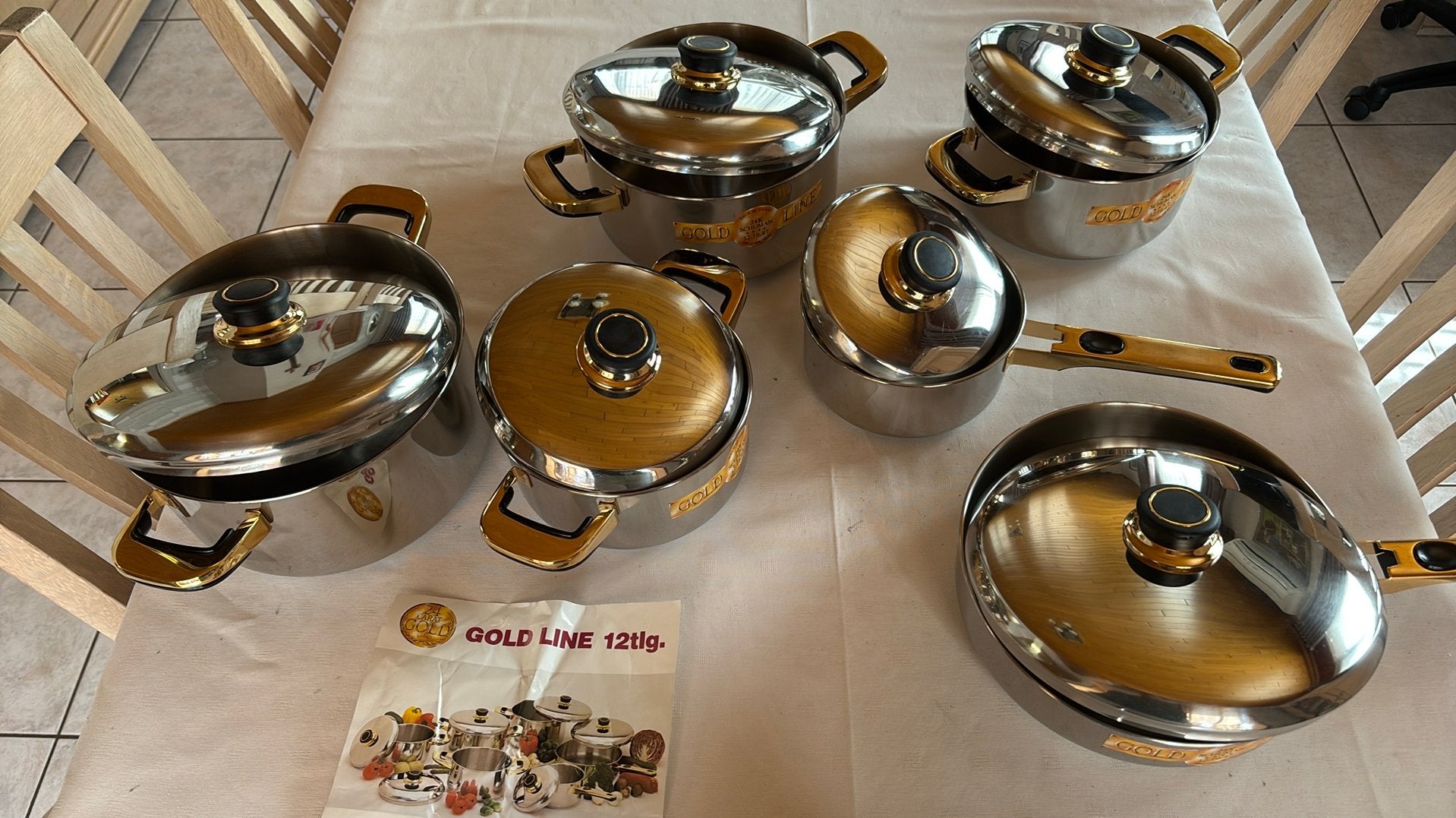 Zesdelige set kookpotten (Inox)., Ophalen, Inox, Met deksel, Pannenset