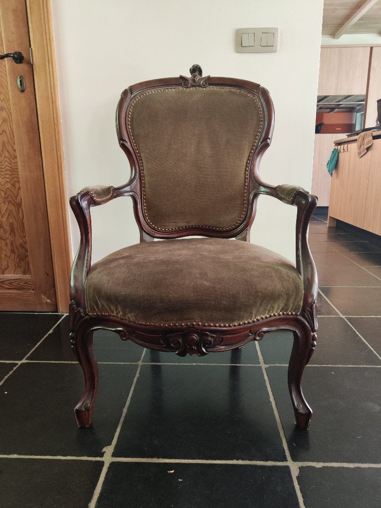 Vintage jaren 50 Louis  XV-fauteuil, Ophalen, Huis en Inrichting