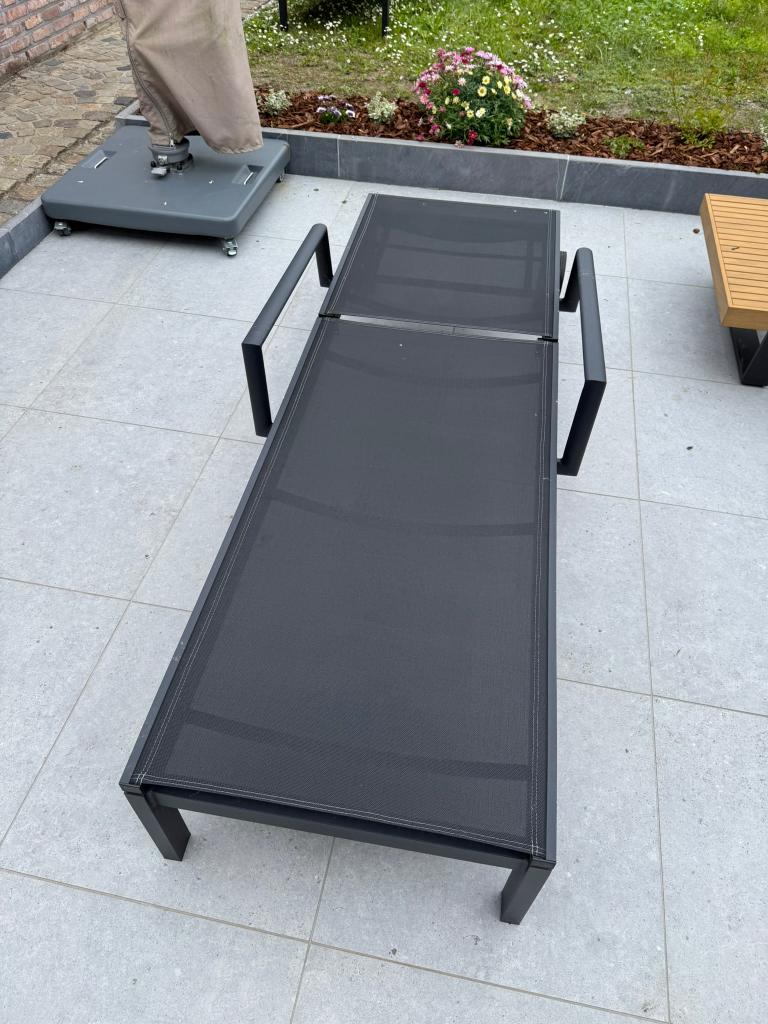 Bristol Caravelle verstelbaar ligbed + kussens, Tuin en Terras, Ligbedden, Ophalen, Zo goed als nieuw, Aluminium, Verstelbaar