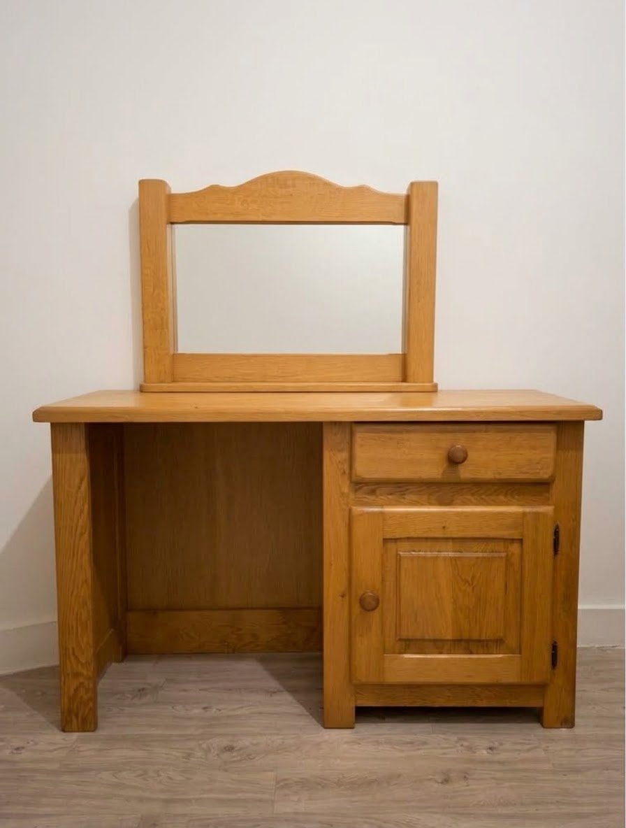 Coiffeuse/bureau chêne massif avec miroir démontable, Maison & Meubles, Moins de 100 cm, Comme neuf, 100 à 150 cm, Enlèvement