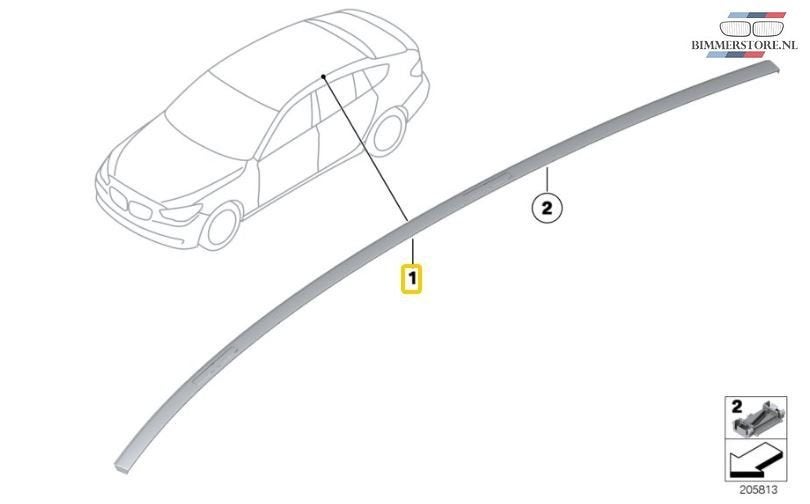 Dakrail daklijst dakdrager roof rail zwart rechts BMW 5 seri, Ophalen, -, -, Nieuw