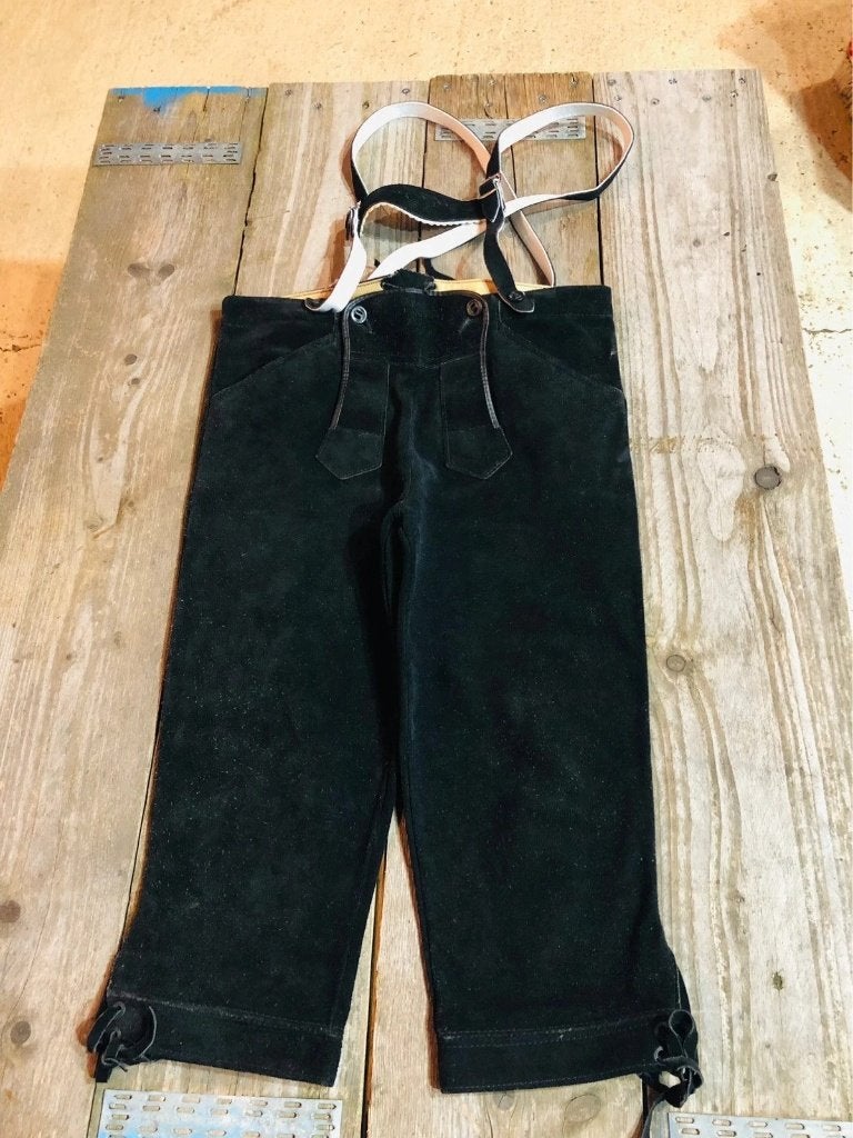 Stoere zwarte lederen lederhose maat M, Maat 38/40 (M), Zwart, Ophalen of Verzenden, Zo goed als nieuw