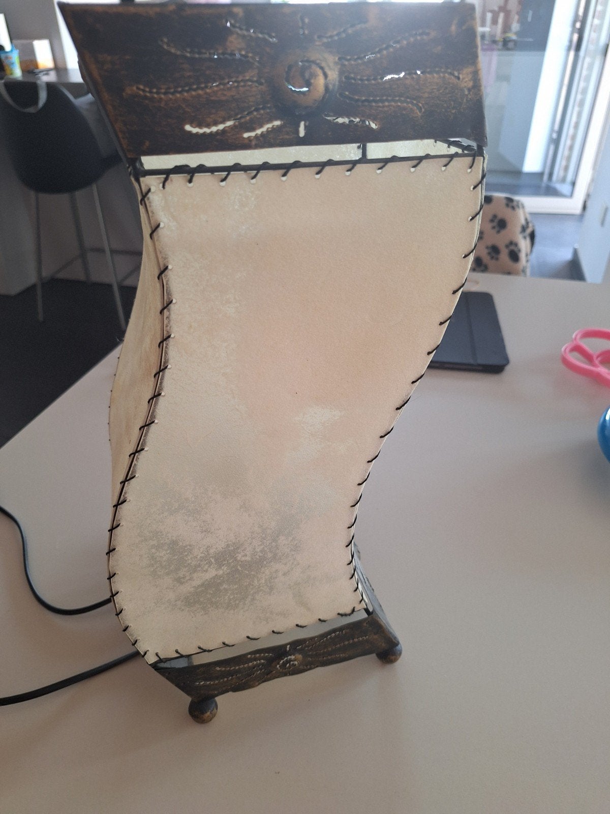 oosterse tafellamp met metalen frame, Ophalen, Zo goed als nieuw, Tafellamp