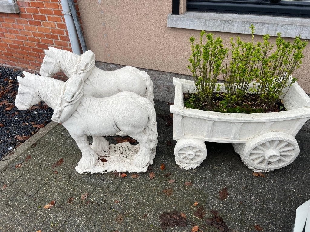 Mooie zware koets met paarden, Enlèvement, Utilisé, Béton, Animal