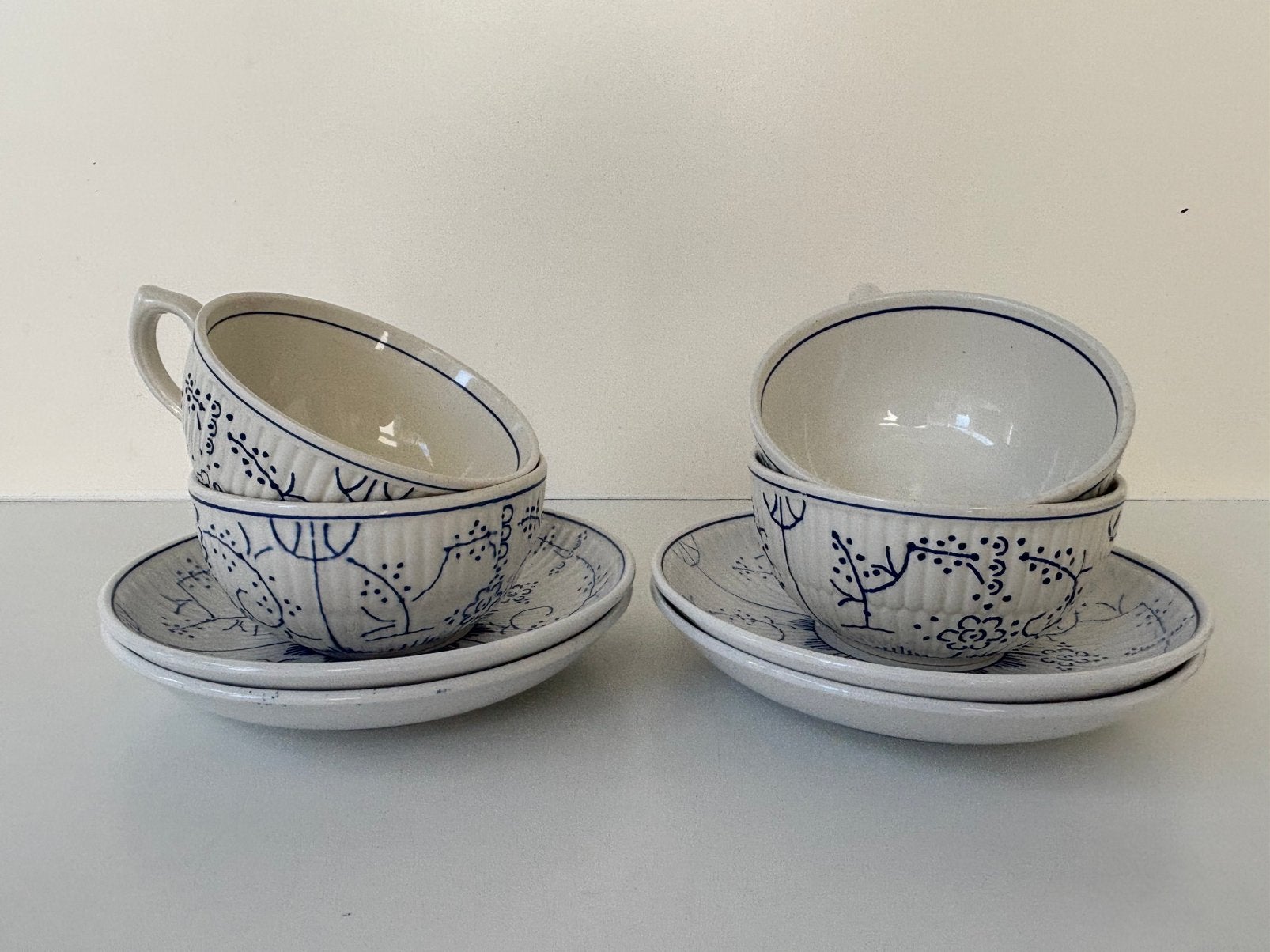 Vintage Boch Belgium Copenhague koppen en schotels, Poterie, Comme neuf, Enlèvement, Royal Boch