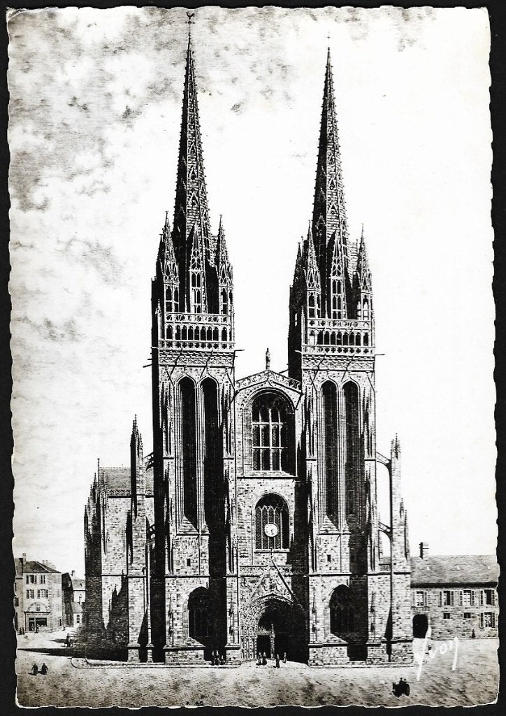 1955 - FRANKRIJK  - Quimper: La Cathédrale, Verzenden, 1940 tot 1960, Ongelopen, Frankrijk