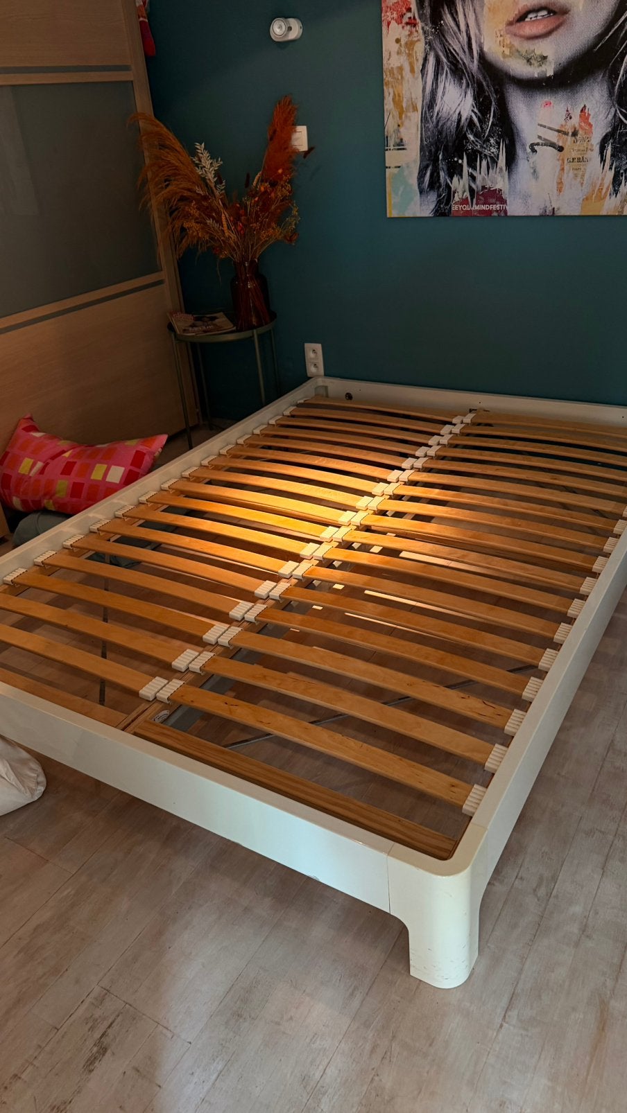Ikea bed 140 cm twijfelaar, Ophalen, Wit, 140 cm, Zo goed als nieuw