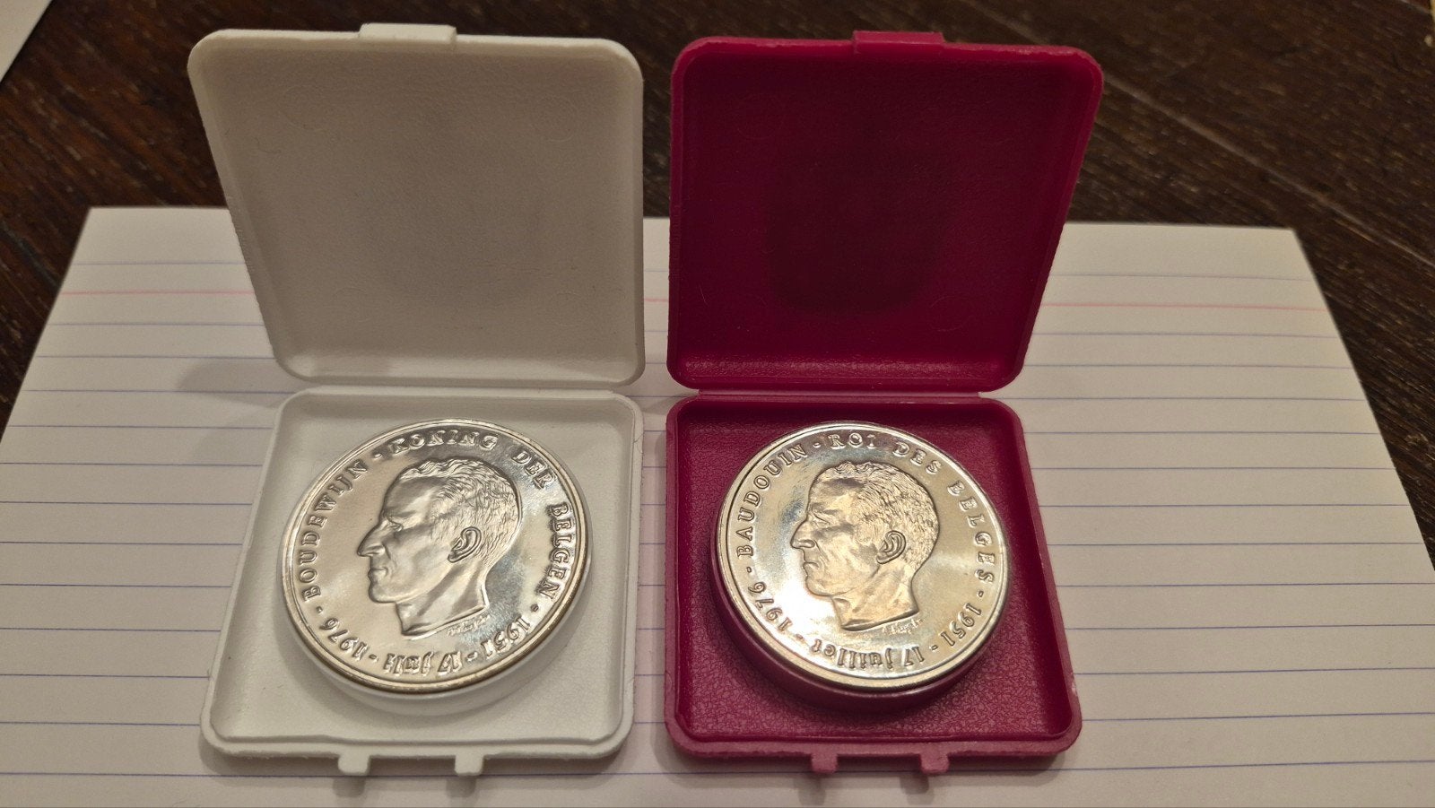 250 frank zilver Boudewijn 1976 FR & 1976 VL in QP kwaliteit, Postzegels en Munten, Ophalen, Setje, Zilver, Zilver