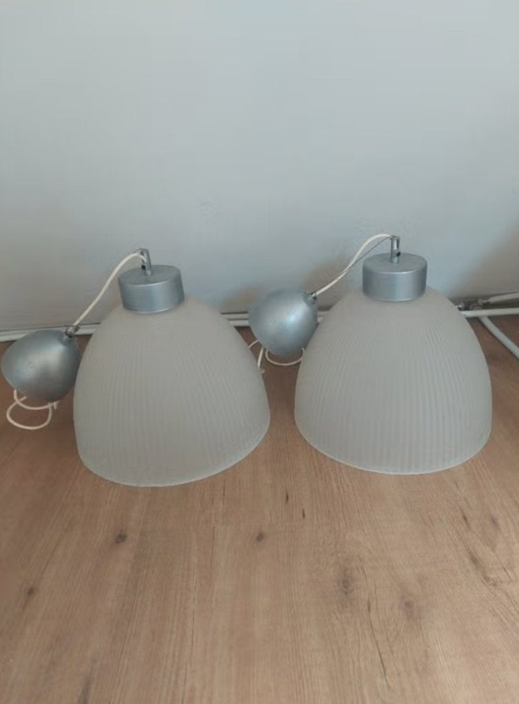 À vendre, un ensemble de deux lampes suspendues vintage, Enlèvement, Utilisé, Verre