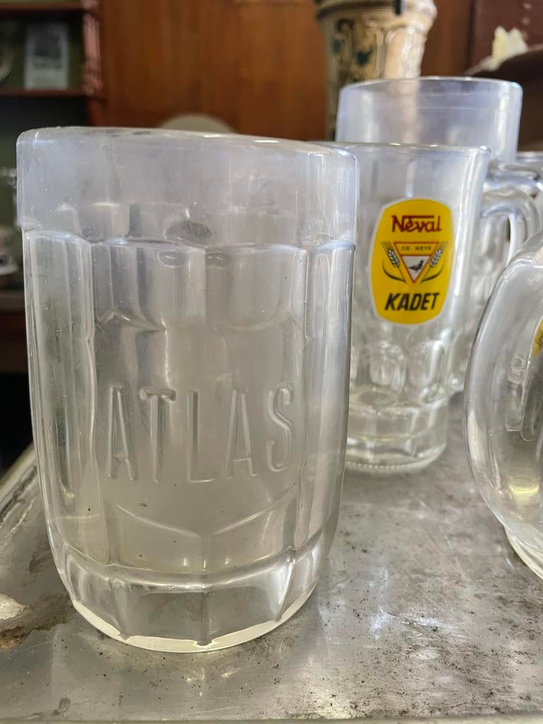 Très beau lot de pots à bière en verre, brasseries belges, Enlèvement, Utilisé, Verre à bière