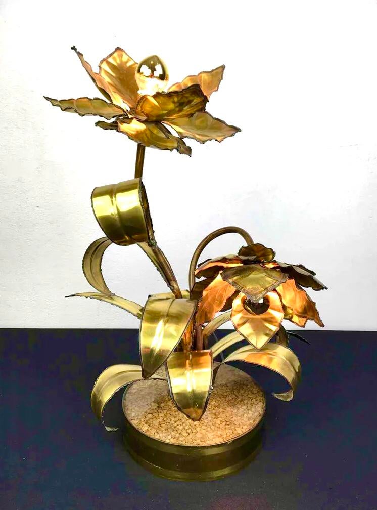 Lampe de table Maison Jansen avec fleurs des années 1970, Enlèvement