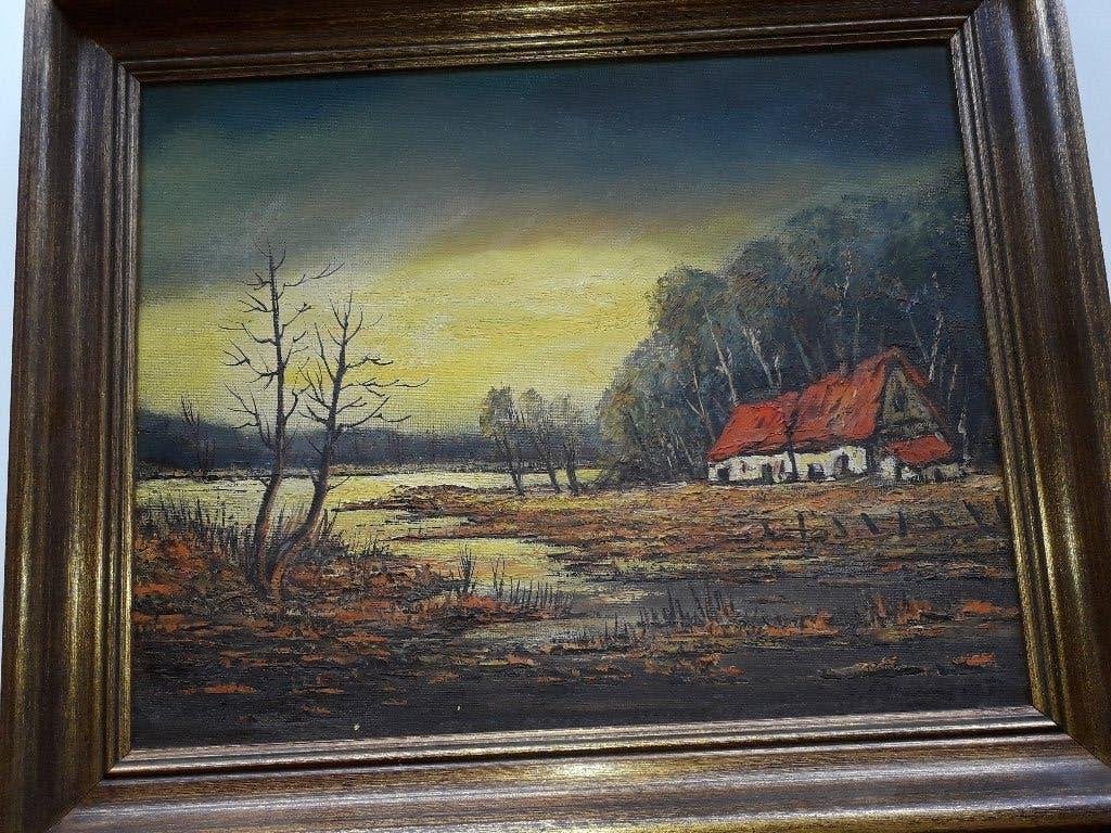 schilderij, Signé, Peinture à l'huile, Paysage, Enlèvement