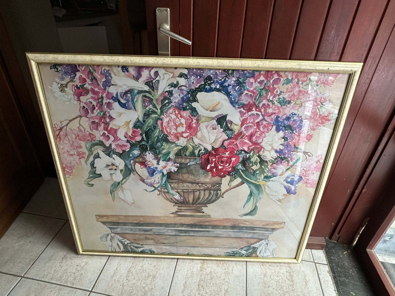 grote ingelijste decoratieve bloemenprint, Enlèvement, Dessin, Fleurs