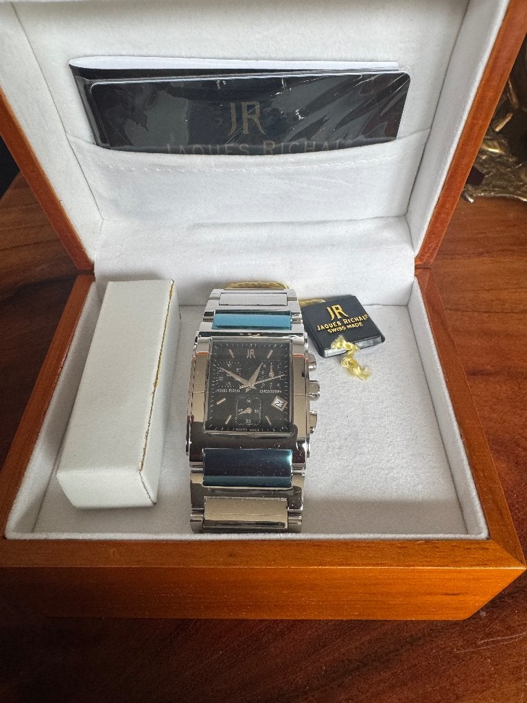 Jaques richal herenhorloge, Handtassen en Accessoires, Overige merken, Staal, Staal, Polshorloge