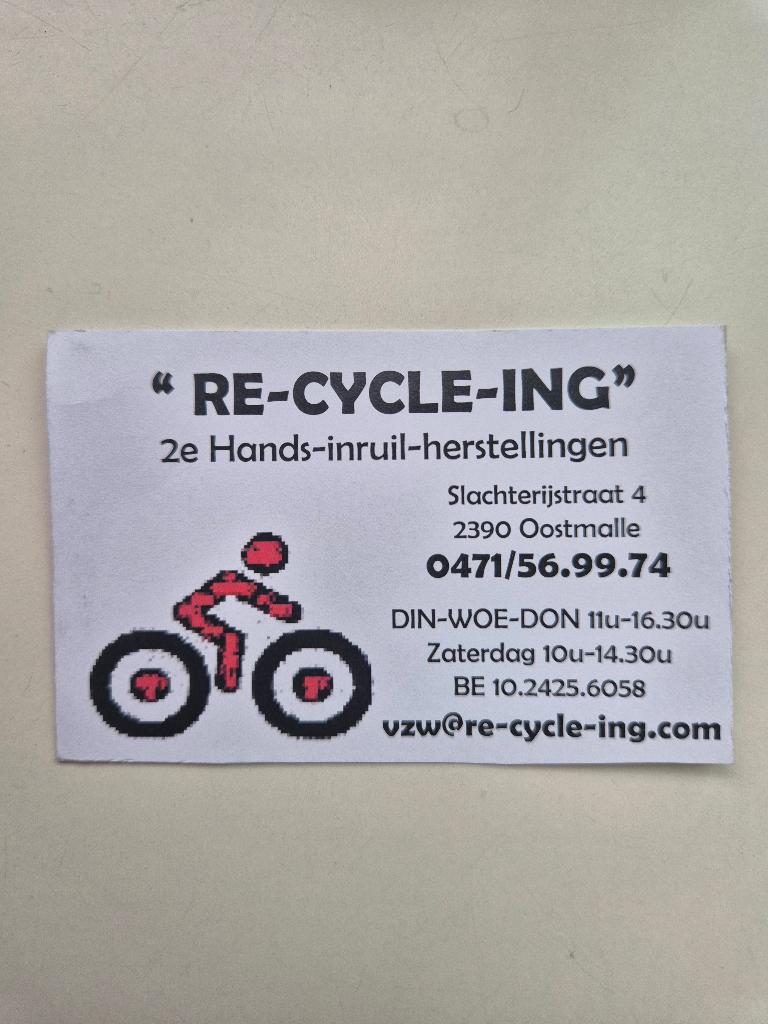 RE-CYCLE-ING     OOSTMALLE   0471-56-99-74, Ophalen, Zo goed als nieuw
