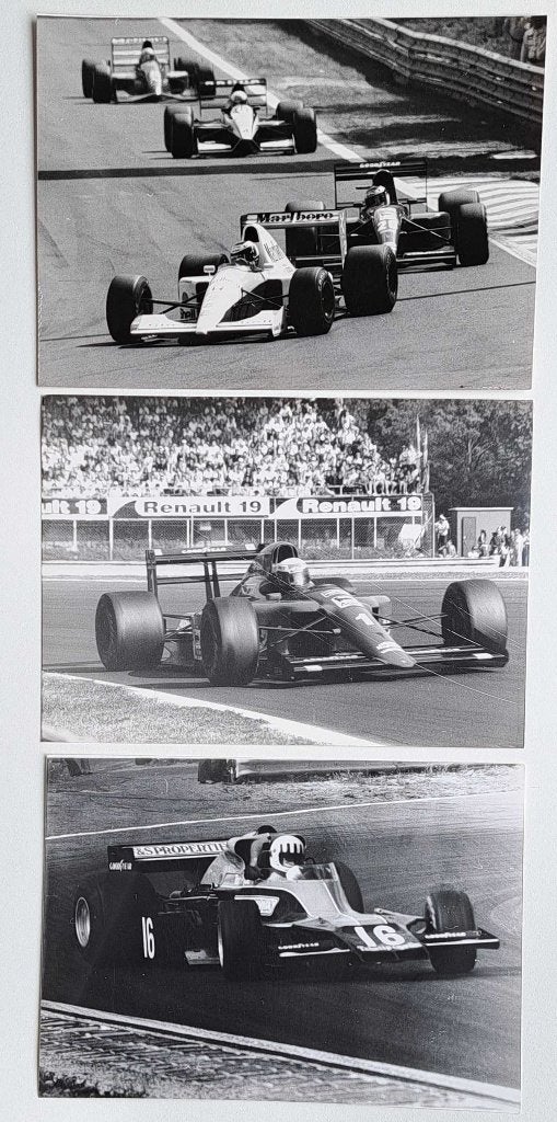 6 originele F1-foto’s 1976–1991 – Senna, Lauda en Mansell, Ophalen of Verzenden, Gebruikt, Formule 1