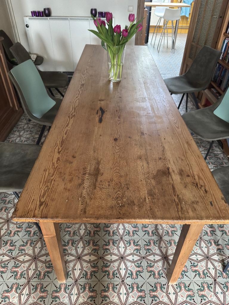 Grenen kloostertafel, Ophalen, Gebruikt, 200 cm of meer, 50 tot 100 cm
