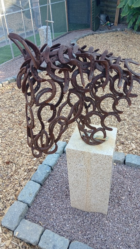 tuin,tuinbeeld,paard,hoefijzer,kunstwerk,kunst,sculptuur, Tuin en Terras, Ophalen, Nieuw, Metaal, Dierenbeeld