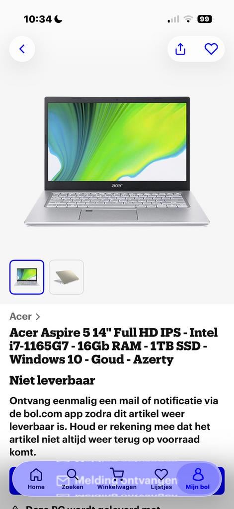 Acer aspire i7 prcessor, Computers en Software, Windows Laptops, Ophalen, Zo goed als nieuw