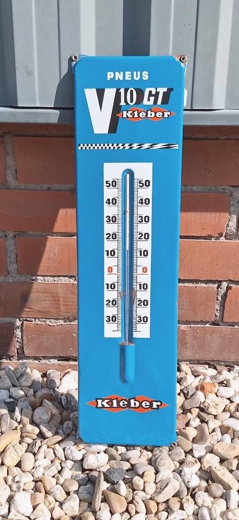 Emaille thermometer van bandenmerk Kléber V10 GT., Enlèvement, Utilisé, Panneau publicitaire