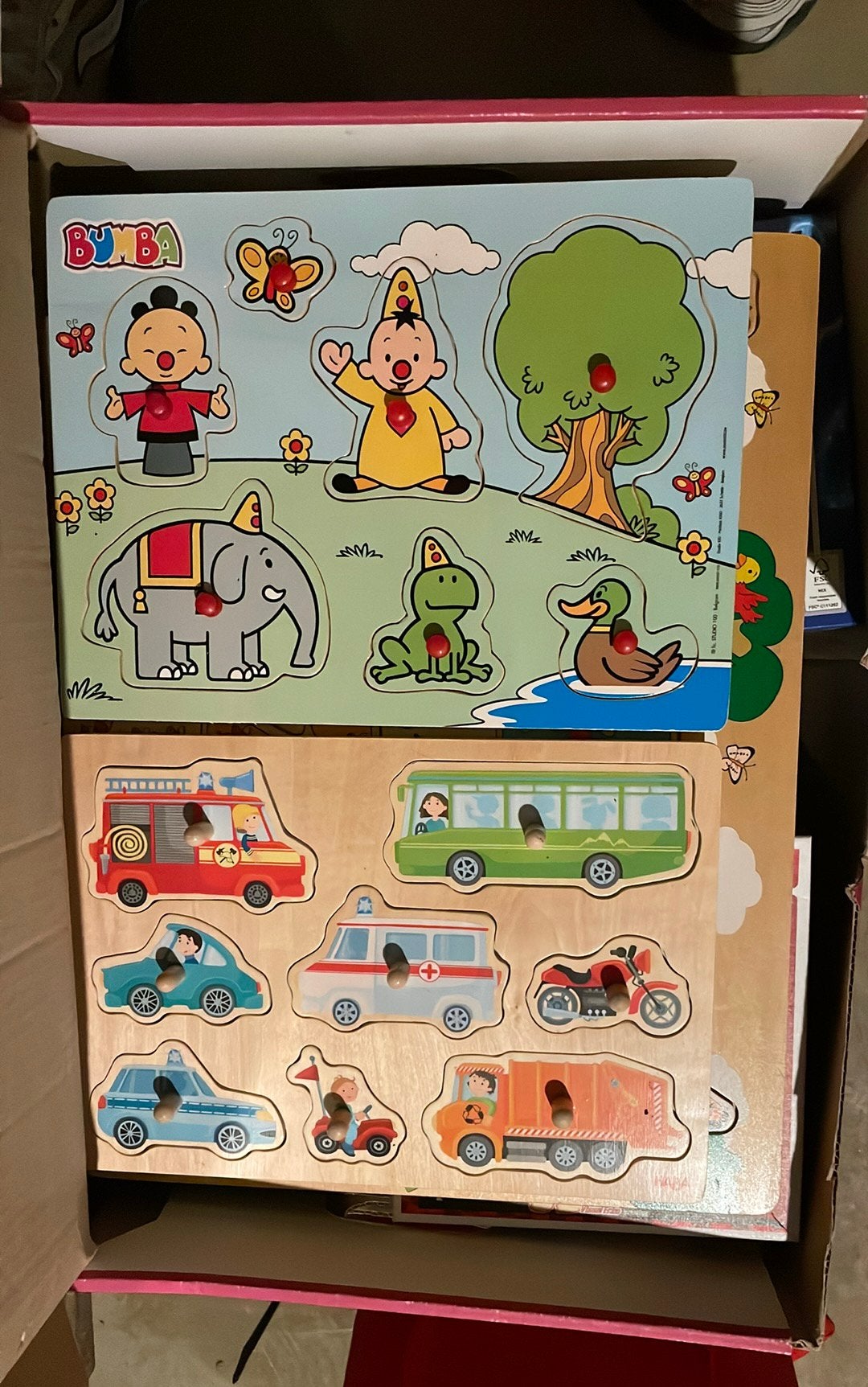 Doos vol puzzels tot 64 stukjes, Kinderen en Baby's, Speelgoed | Kinderpuzzels, Ophalen, 2 tot 4 jaar, Gebruikt, 10 tot 50 stukjes