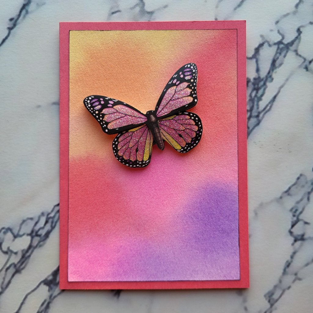 Wenskaart, vlinder, aquarel, waterverf, 3D, Diversen, Ophalen of Verzenden, Nieuw