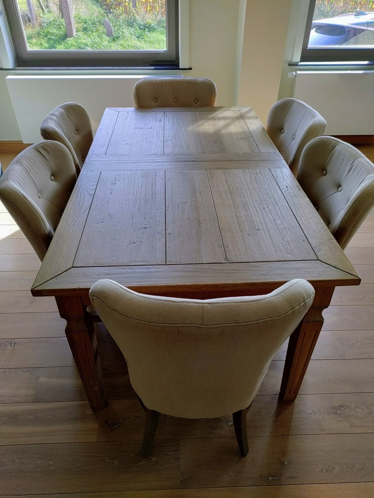 Belle table à manger extensible+6 chaises assorties, Enlèvement, Utilisé, Modern en stijlvol, 4 à 6 chaises