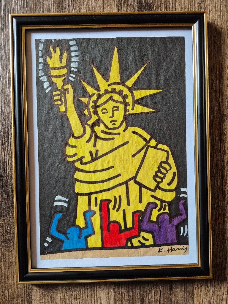 Originele Keith Haring Met Estate Certificaat Julia Gruen, Signé, Enlèvement ou Envoi
