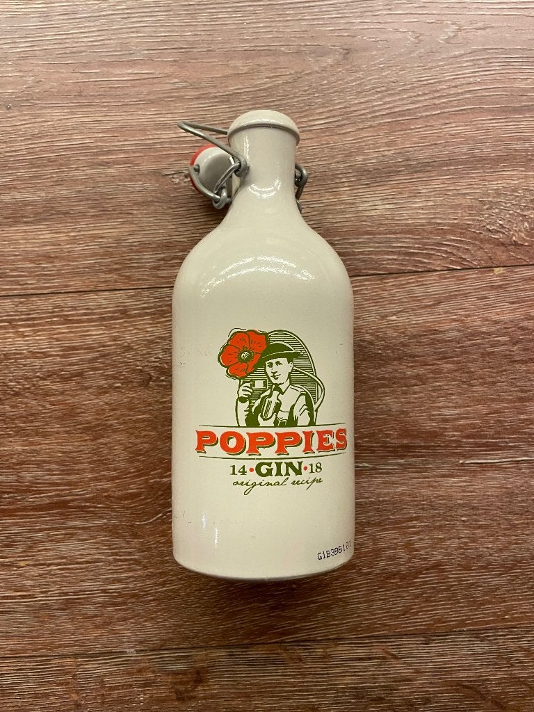 Poppies Gin 14-18 – lege fles, Verzamelen, Militaria | Algemeen, Ophalen of Verzenden, Landmacht, Overige typen