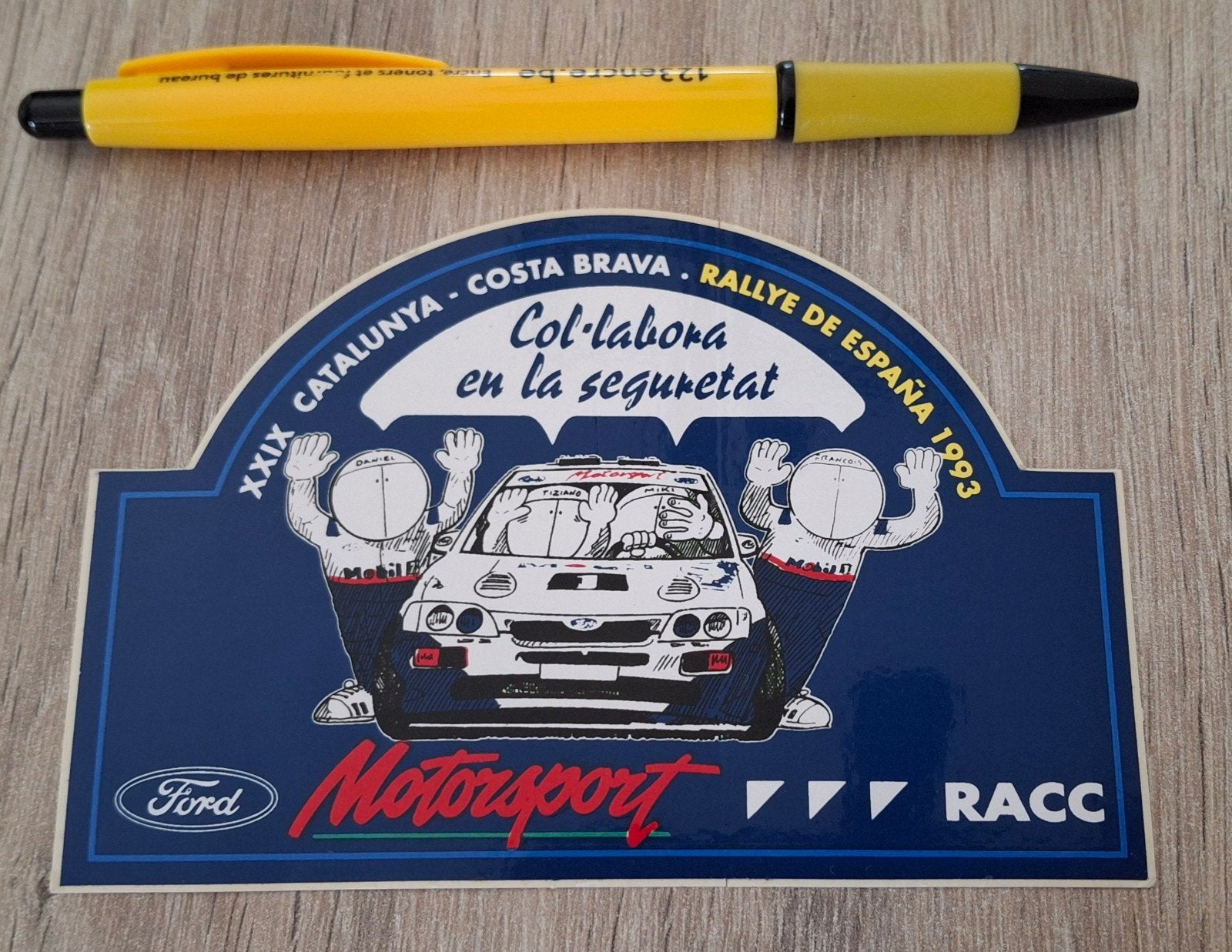 Sticker autorally plaat Rallye de España 1983 Ford Mobil tea, Ophalen of Verzenden, Zo goed als nieuw, Auto of Motor