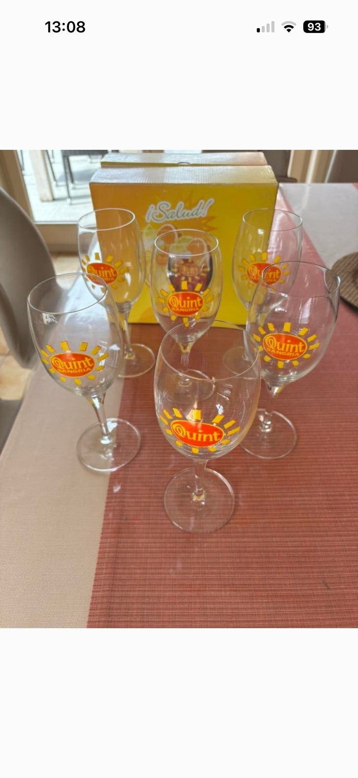 6 glazen quint sangria, Ophalen of Verzenden, Zo goed als nieuw