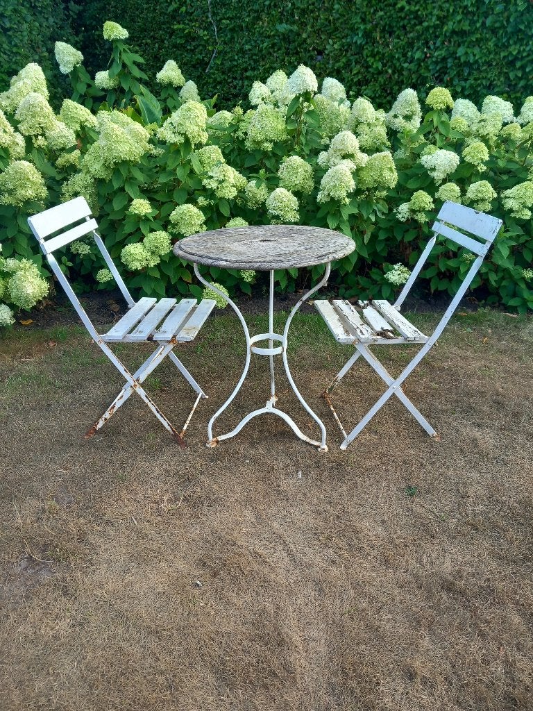 Tuintafel en 2 stoelen, Tuin en Terras, Gebruikt, Tuinset, Eettafel, Ophalen