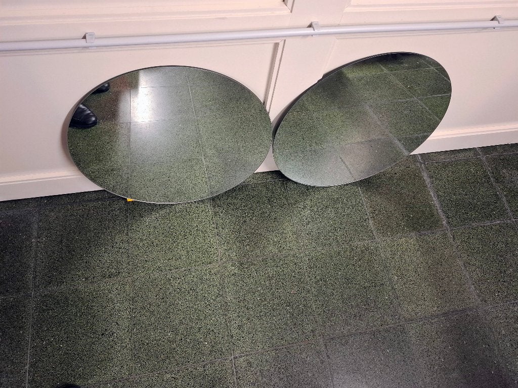 2 ronde spiegels 60cm, Ophalen, Rond, Zo goed als nieuw, Minder dan 100 cm