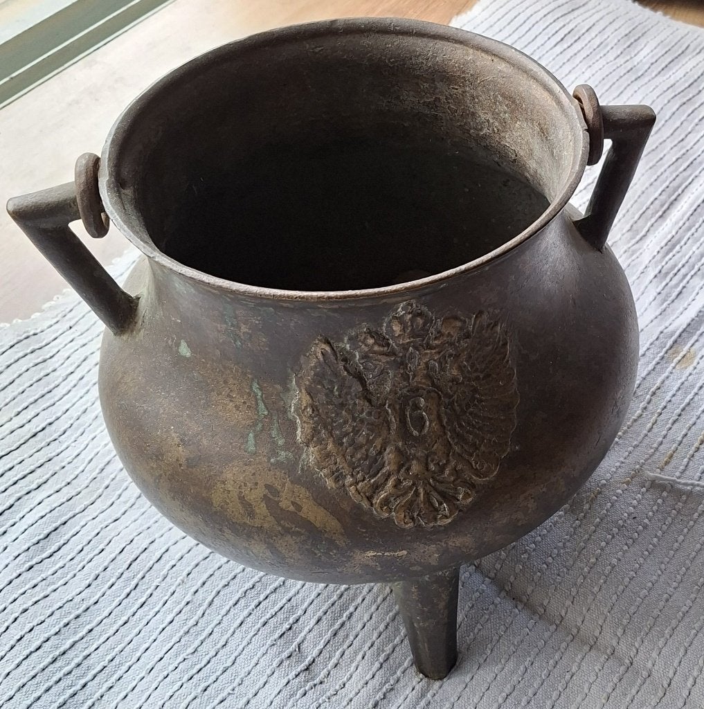 bronzen driepoot ketel, grape, Antiek en Kunst, Verzenden, Brons