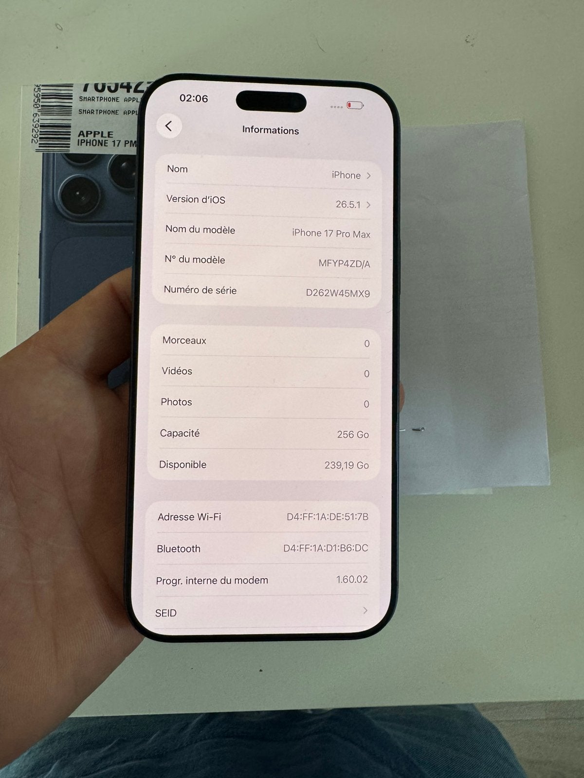 İphone 17 pro max 256gb pas de abonnement, Enlèvement, Comme neuf