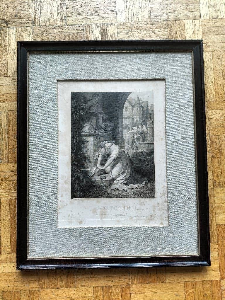 Faust Gravure "Gretchen" van Wilhelm von Kaulbach (1859), Ophalen, Ingelijst, 60 cm, Gravure
