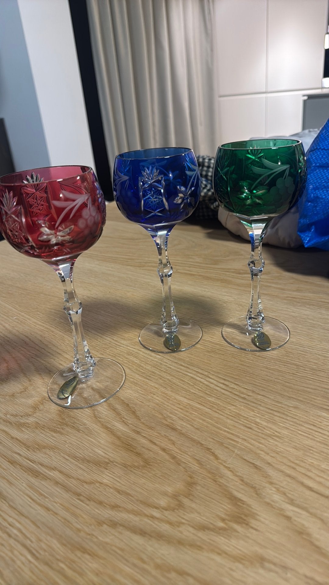 3 Peill kristallen wijnglazen – handgeslepen – vintage, Antiek en Kunst, Ophalen