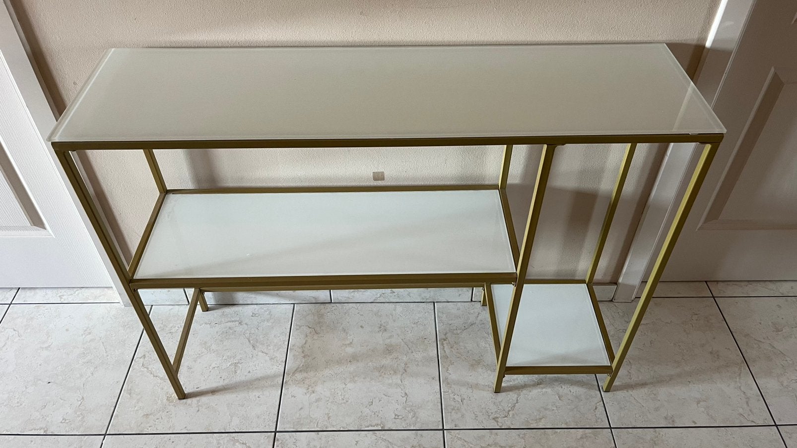 Bijzettafel metaal/getemperd glas, Maison & Meubles, Tables | Dessertes, Enlèvement, Comme neuf, Verre
